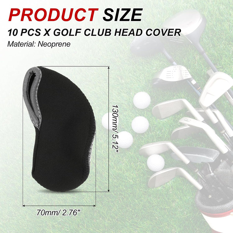 Załaduj obraz do przeglądarki galerii, Golfclub beschermhoezen 10 stuks zwart neopreen – genummerde ijzerhoezen – golf headcovers voor golfset en golftas
