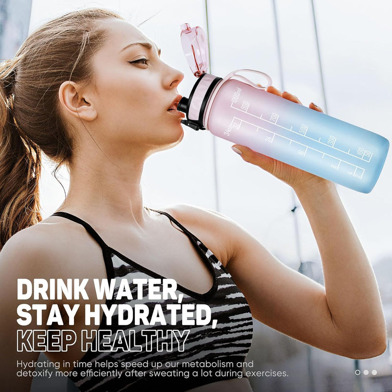 Laden Sie das Bild in Galerie -Viewer, Drinkfles 1 liter BPA-vrij met antislip grip en lekvrije sluiting – waterfles – sportfles
