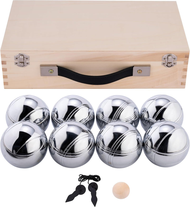 Load image into Gallery viewer, Engelhart - 010206 - Petanque ballen set (8 bouleballen) luxe petanque spellen - boules set in houten kist, 8 stuks - Jeu de boules -
