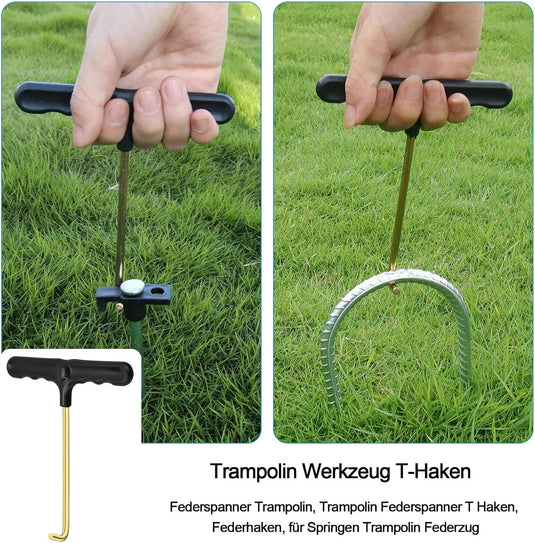 Trampoline veertrekkers 2 stuks met ergonomische T-handgreep – veerspanner – trampoline gereedschap