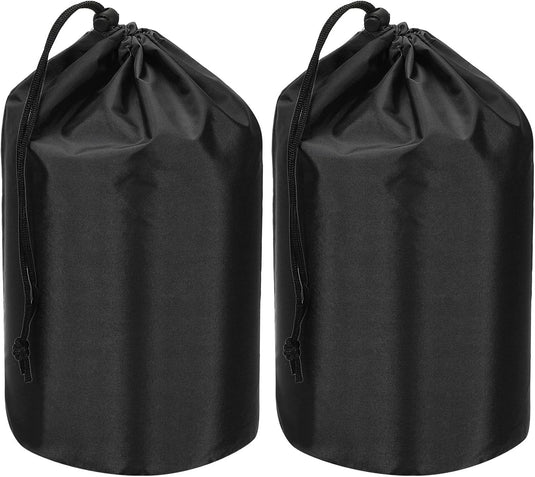 Waterdichte opbergzakken 2 stuks 13 x 25 cm met trekkoord donkergrijs – stuff sacks – camping accessoires