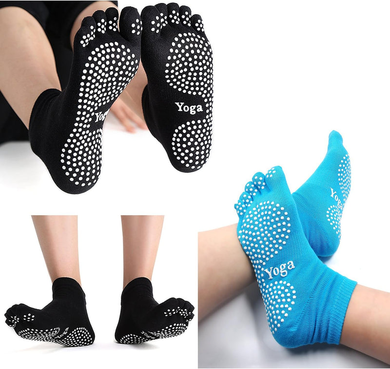 Load image into Gallery viewer, Dames Yoga Sokken Antislip Sportsokken Met Rubberen Zolen, Dames Teen Sokken Voor Pilates Yoga Dans Gym Vechtsporten, 4 paar
