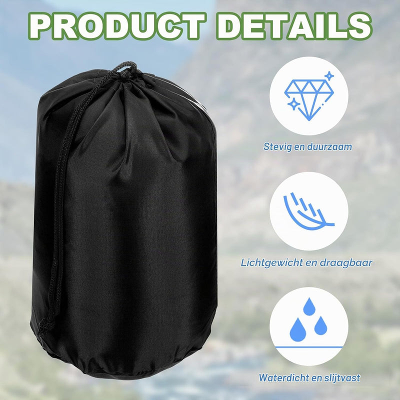 Laden Sie das Bild in Galerie -Viewer, Waterdichte opbergzak 34,5 x 67 cm met trekkoord donkergroen – stuff sack – camping accessoires
