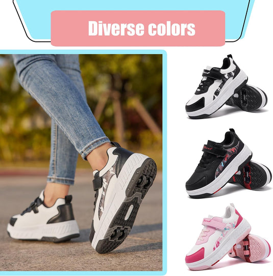 Schoenen met wieltjes, voor jongens en meisjes, kinderrolschaatsen, 2-in-1 rolschaatsen, gymschoenen, skateboardschoenen