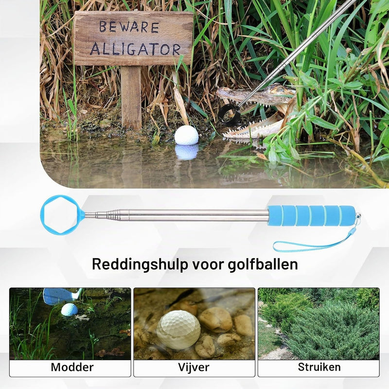 Załaduj obraz do przeglądarki galerii, Telescopische golfbal retriever 43-274 cm van roestvrij staal – golfbalvanger – golf accessoires
