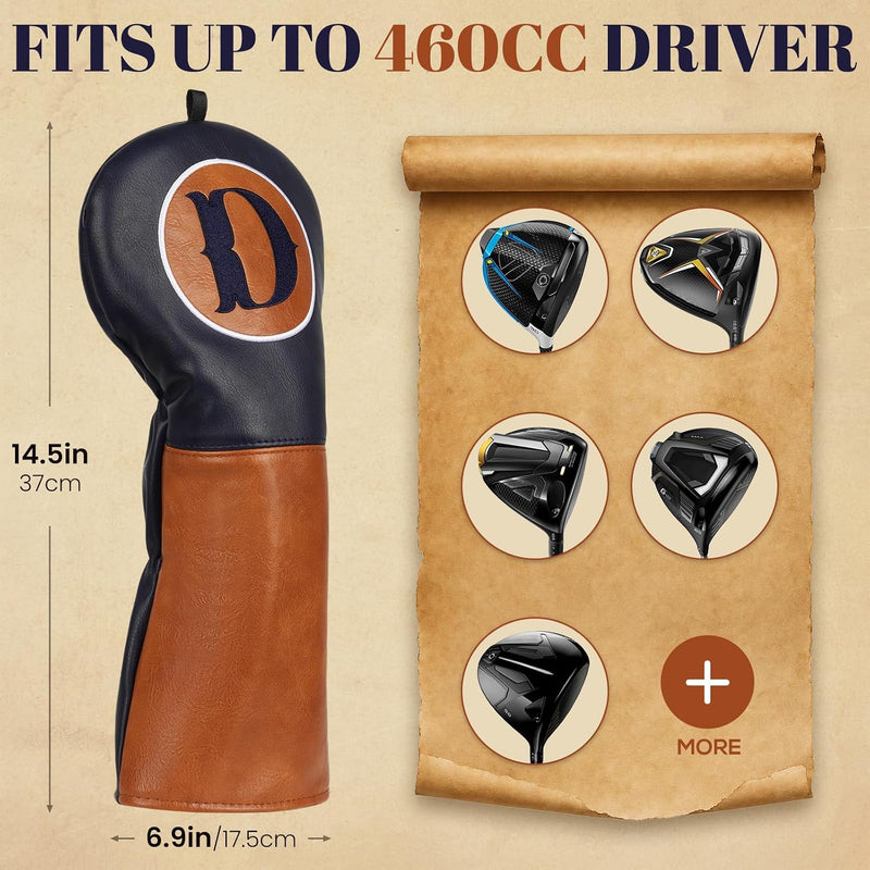 Załaduj obraz do przeglądarki galerii, Golfclub hoofdhoezen 3 stuks van kunstleer voor driver fairway en hybrid – golfheadcovers – clubbescherming
