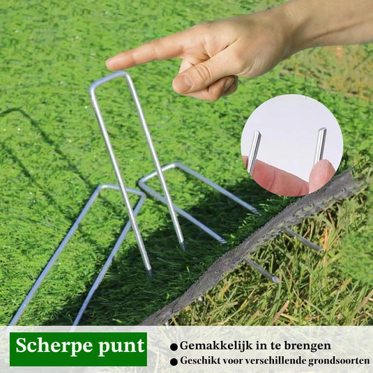 Ancrages au sol 60 pièces de 15 cm en acier galvanisé avec 30 rondelles de fixation – piquets de jardin – fixation de toile anti-mauvaises herbes