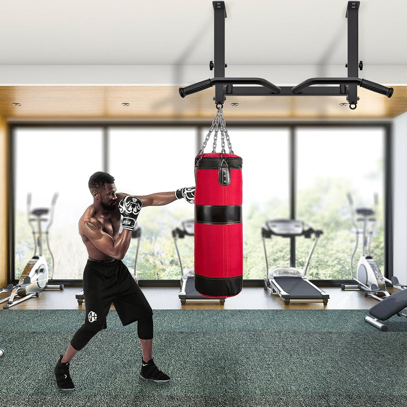 Chargez l'image dans la visionneuse de la galerie, Optrekstang voor plafondmontage met 4 gripposities tot 227 kg – pull-up bar – krachttraining
