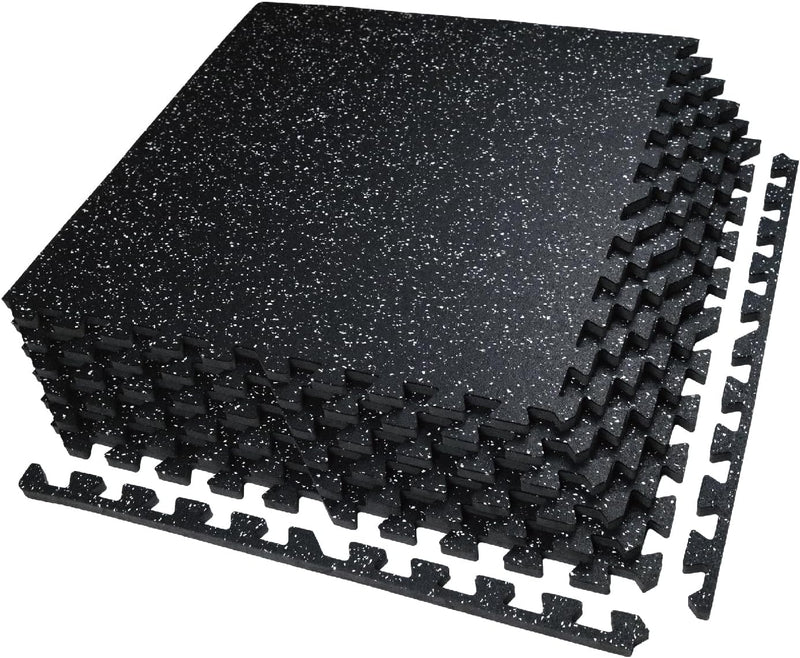 Load image into Gallery viewer, Puzzelmat fitness 12 stuks – 60 x 60 x 1,4 cm – antislip rubber en EVA vloerbescherming voor homegym – zwart/wit
