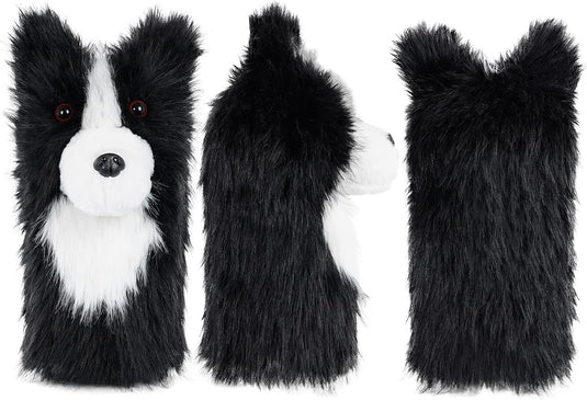 Pluche golfclubhoes met border collie hondenontwerp voor drivers tot 460cc – hondenheadcover – golfcadeau