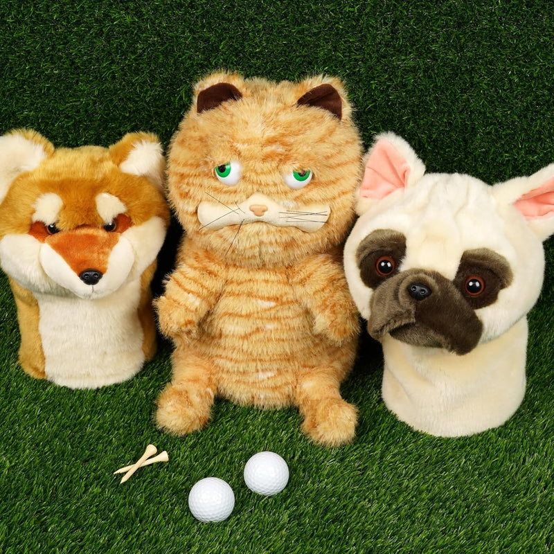 Laad afbeelding in Galerijviewer, Pluche golfclub beschermhoes met grappig kattenontwerp voor drivers tot 460cc – katten headcover – golfcadeau
