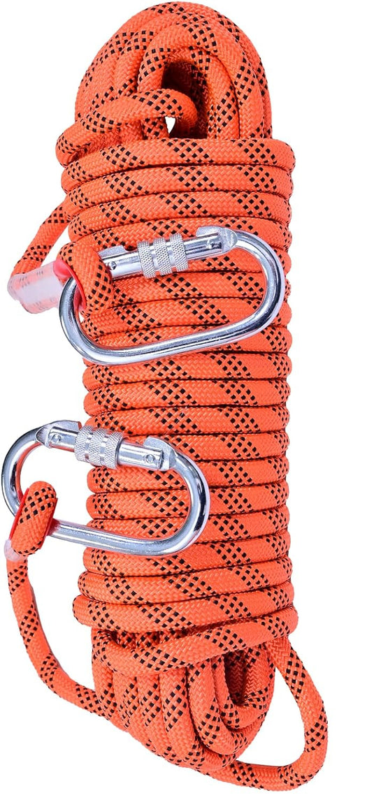 Statisch outdoor touw 30 m x 10 mm – met 2 karabijnhaken voor camping en buitengebruik