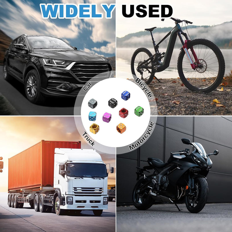 Laden Sie das Bild in Galerie -Viewer, Ventieldoppen 8 stuks dobbelsteen design van aluminium hemelsblauw – bandendoppen – fiets auto accessoires
