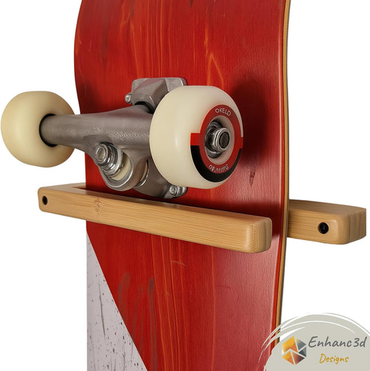 Skateboard wandhouder van bamboe voor skateboard longboard en snowboard – verticale boardhouder