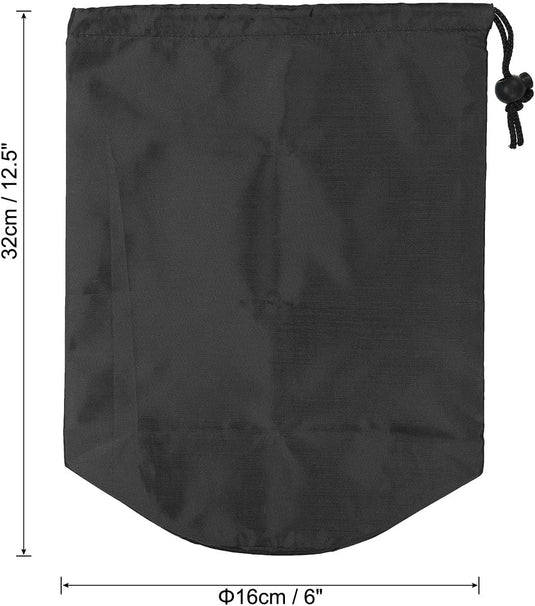 Waterdichte opbergzak 16 x 32 cm met trekkoord zwart – stuff sack – camping accessoires