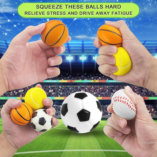 Mini sportballen 12 stuks zachte stressballen 5 cm – voetbal basketbal tennis en honkbal