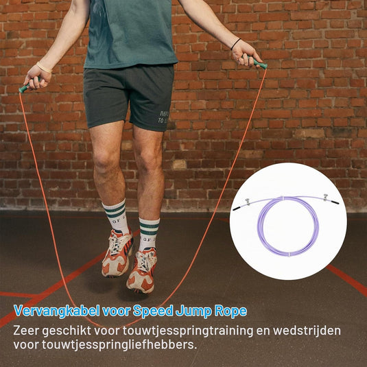 Speed jump rope vervangingskabel 3 meter x 2,5 mm lichtgroen – springtouw kabel – fitness accessoires