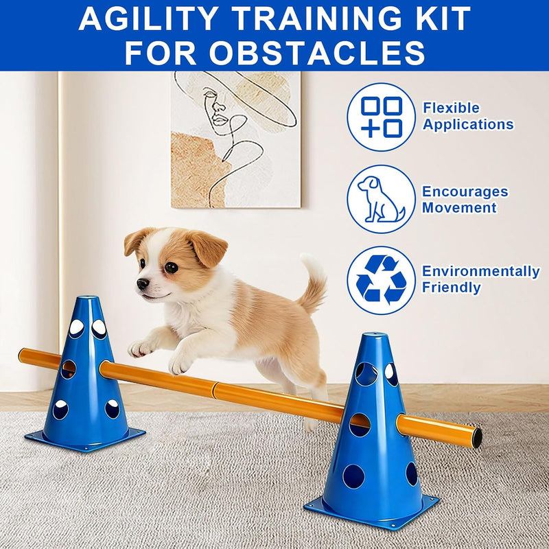 Laden Sie das Bild in Galerie -Viewer, Agility hindernisset met 10 kegels en 5 verstelbare stangen – hondentraining – behendigheidsset
