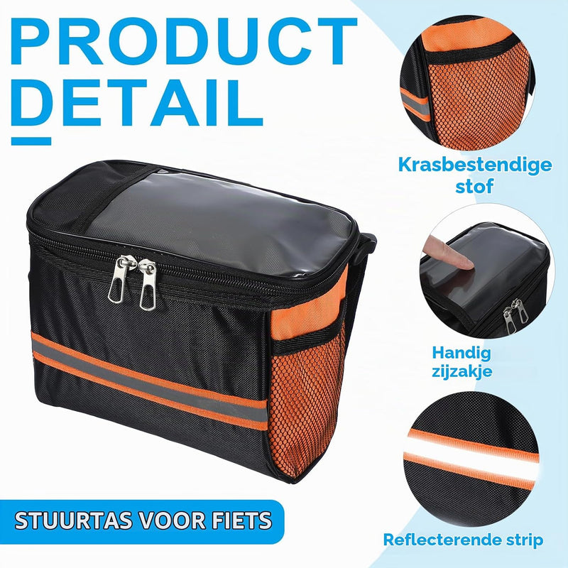 Load image into Gallery viewer, Waterdichte fietsstuurtas 21,5x13x15 cm - Fietstas frame &amp; stuur met reflectie - Fietsmand &amp; schoudertas mountainbike
