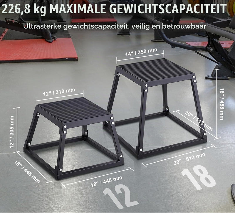 Laden Sie das Bild in Galerie -Viewer, Plyo box set 3 stuks 30 46 en 61 cm van staal tot 227 kg – jump box – plyometrische training
