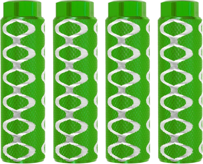 Załaduj obraz do przeglądarki galerii, Fiets pegs 4 stuks 100 x 28 mm voor 3/8 inch assen groen – aluminium BMX voetsteunen

