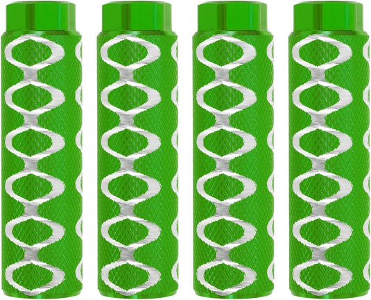 Fiets pegs 4 stuks 100 x 28 mm voor 3/8 inch assen groen – aluminium BMX voetsteunen