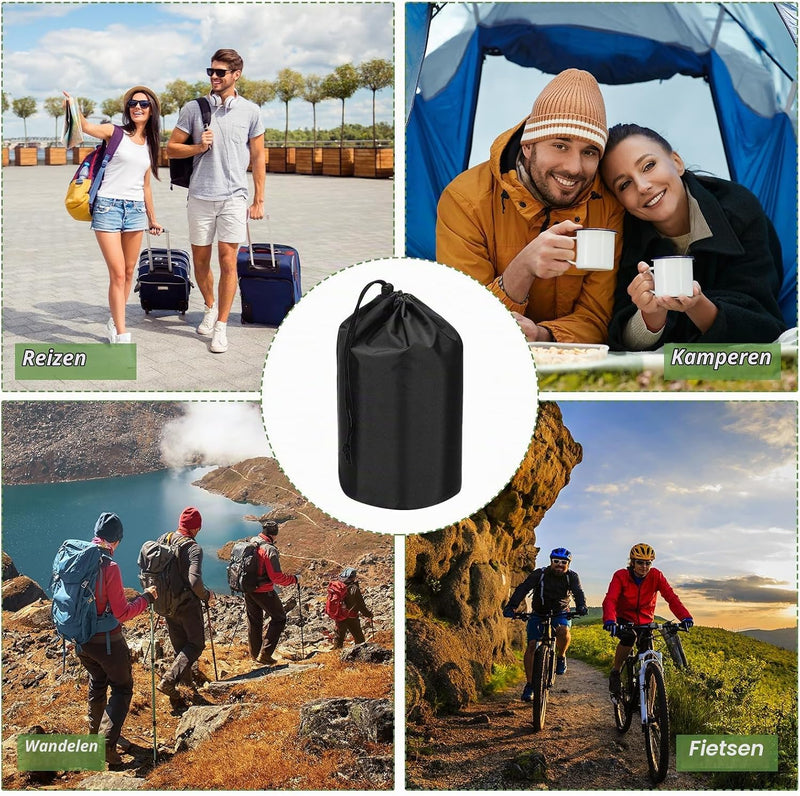 Załaduj obraz do przeglądarki galerii, Waterdichte opbergzakken 2 stuks 13 x 25 cm met trekkoord donkergrijs – stuff sacks – camping accessoires
