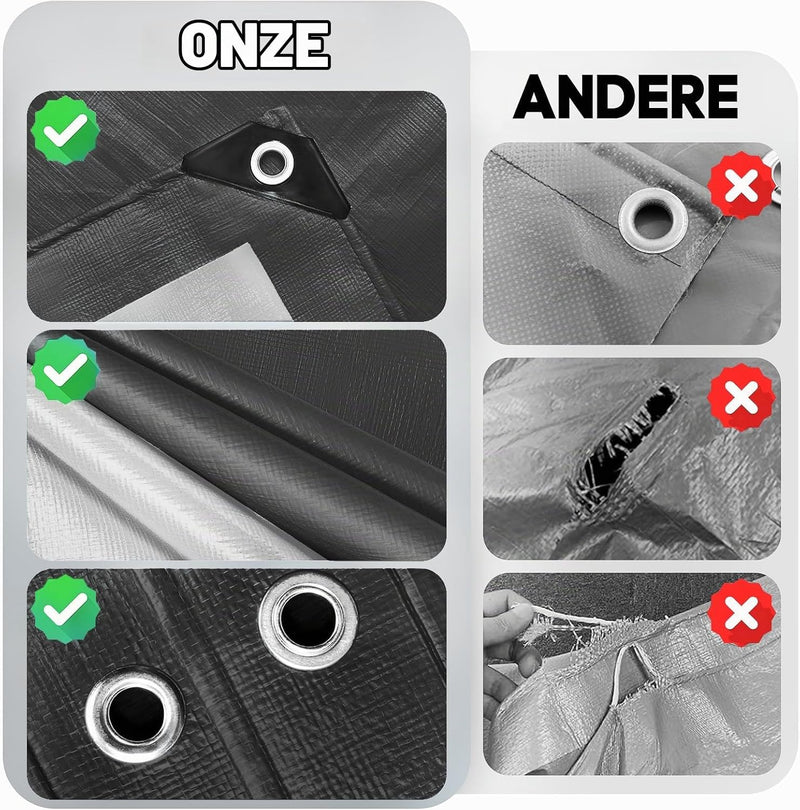 Chargez l'image dans la visionneuse de la galerie, Waterdicht afdekzeil 2 x 4 meter 260 g/m² met ogen zwart – PE dekzeil – beschermzeil
