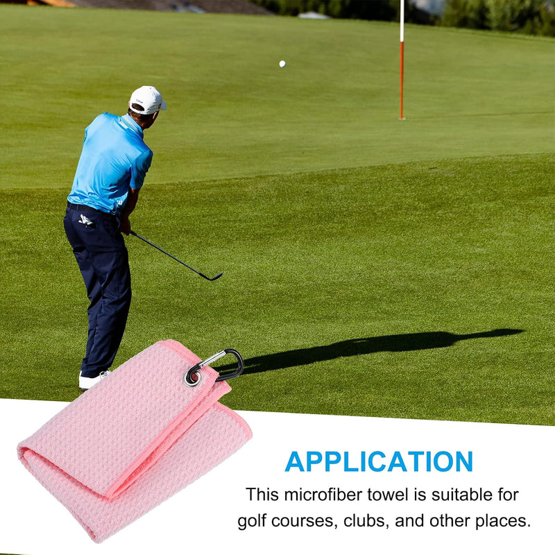 Load image into Gallery viewer, Golfhanddoek 40 x 40 cm met D-clip roze – absorberende tri-fold handdoek – golf accessoires
