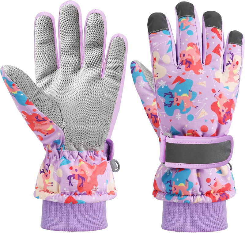 Laad afbeelding in Galerijviewer, Waterdichte skihandschoenen voor kinderen 4-6 jaar violet
