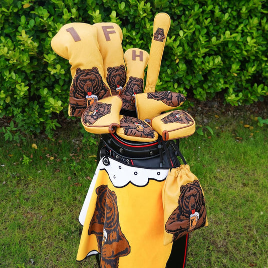 Golfclub beschermhoes met bierdrinkende beer borduurwerk voor drivers tot 460cc – driver headcover – golfartikelen
