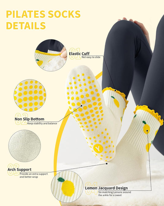 Pilates antislip sokken dames maat 36-40 met gripnoppen – yoga sokken – fitness sokken