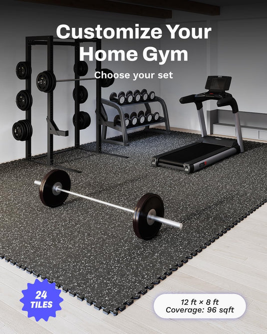 Puzzelmat fitness 12 stuks – 60 x 60 x 1,4 cm – antislip rubber en EVA vloerbescherming voor homegym – zwart/wit