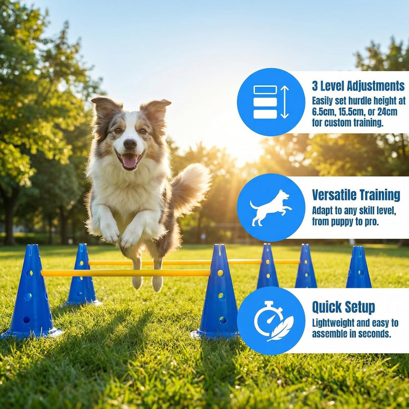 Chargez l'image dans la visionneuse de la galerie, Agility hindernisset met 10 kegels en 5 verstelbare stangen oranje – hondentraining – sporthorden
