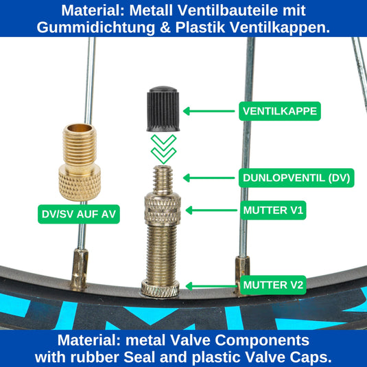 Fietsventiel Reparatieset 20-delig voor Dunlopventiel tot 6 Bar – Ventielset – Fietsaccessoires