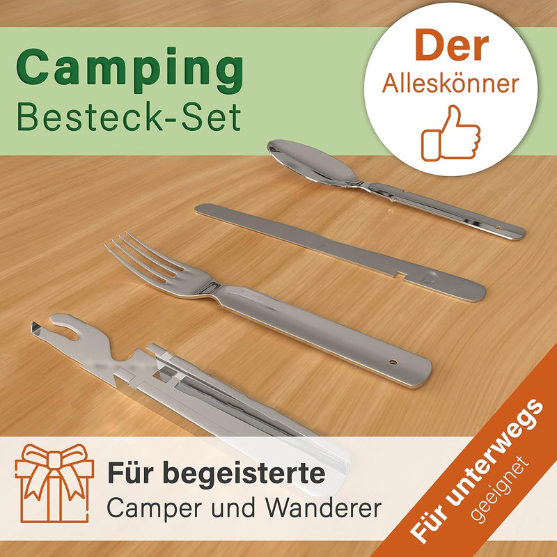 Load image into Gallery viewer, Campingbestek set 4-delig roestvrij staal zilver
