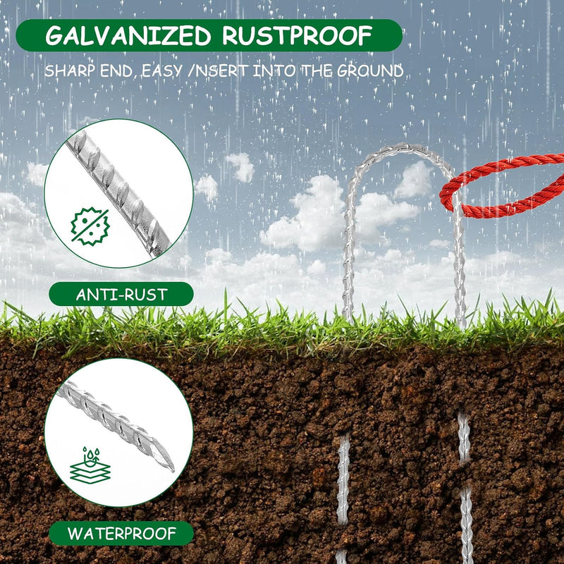 Laad afbeelding in Galerijviewer, Grondankers 10 stuks heavy duty van verzinkt staal – U-vormige trampoline haringen – tuinankers
