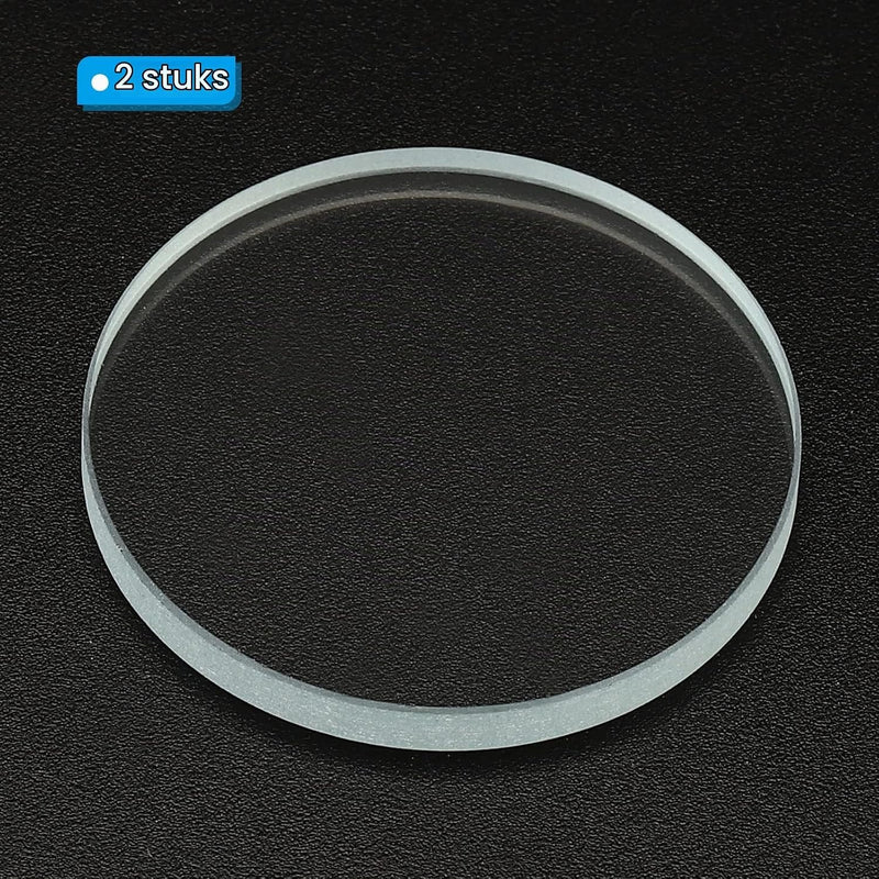 Load image into Gallery viewer, Zaklamp glazen lenzen 50 x 2 mm 2 stuks transparant – gehard glas – LED zaklamp onderdelen
