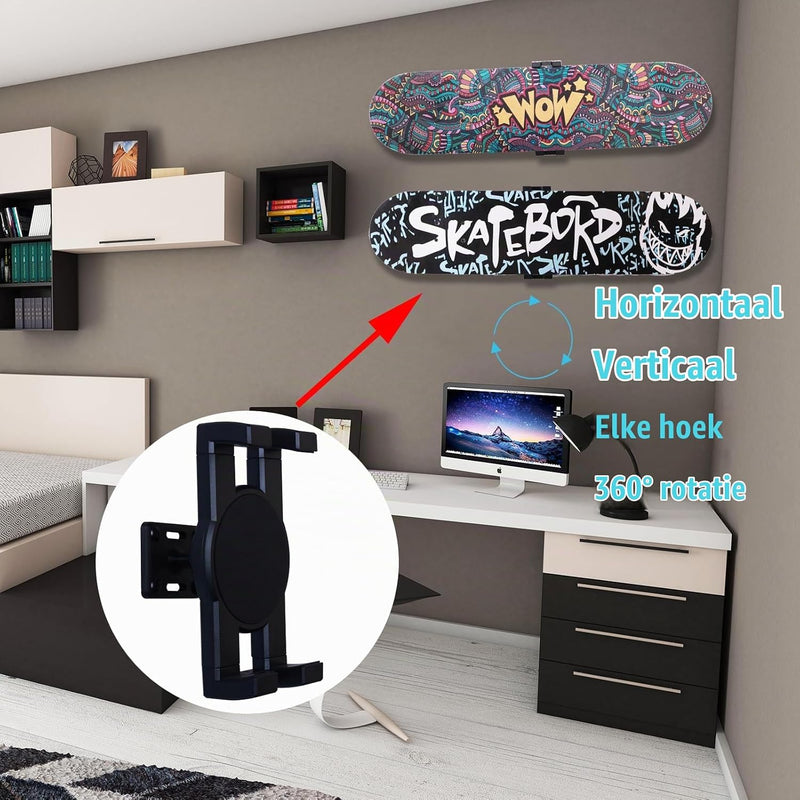 Chargez l'image dans la visionneuse de la galerie, Skateboard wandhouder 360° draaibaar 2 stuks tot 15 kg – deck displayhouder – skate accessoires
