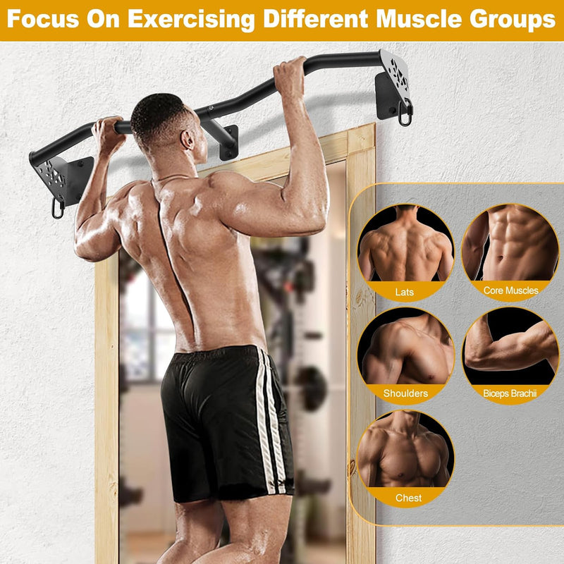 Laad afbeelding in Galerijviewer, Wandgemonteerde optrekstang 81 cm met meerdere gripposities tot 200 kg – pull-up bar – krachttraining
