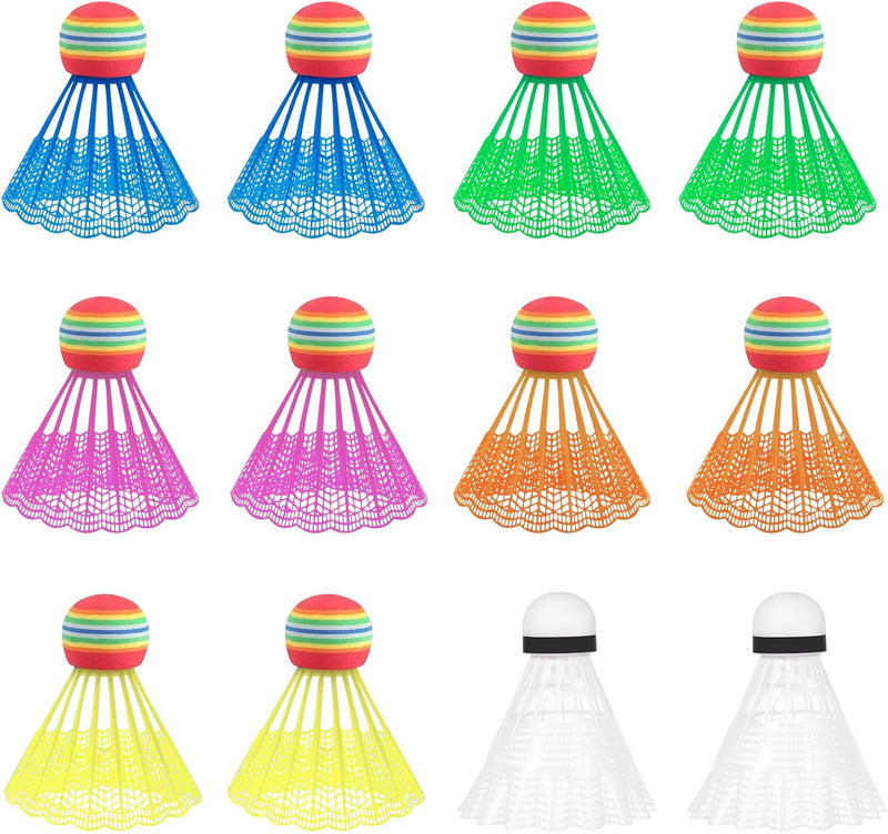 Charger l’image dans la visionneuse de galerie, 12 volants de badminton en plastique avec tête en mousse, en 6 couleurs différentes – volants – entraînement de badminton

