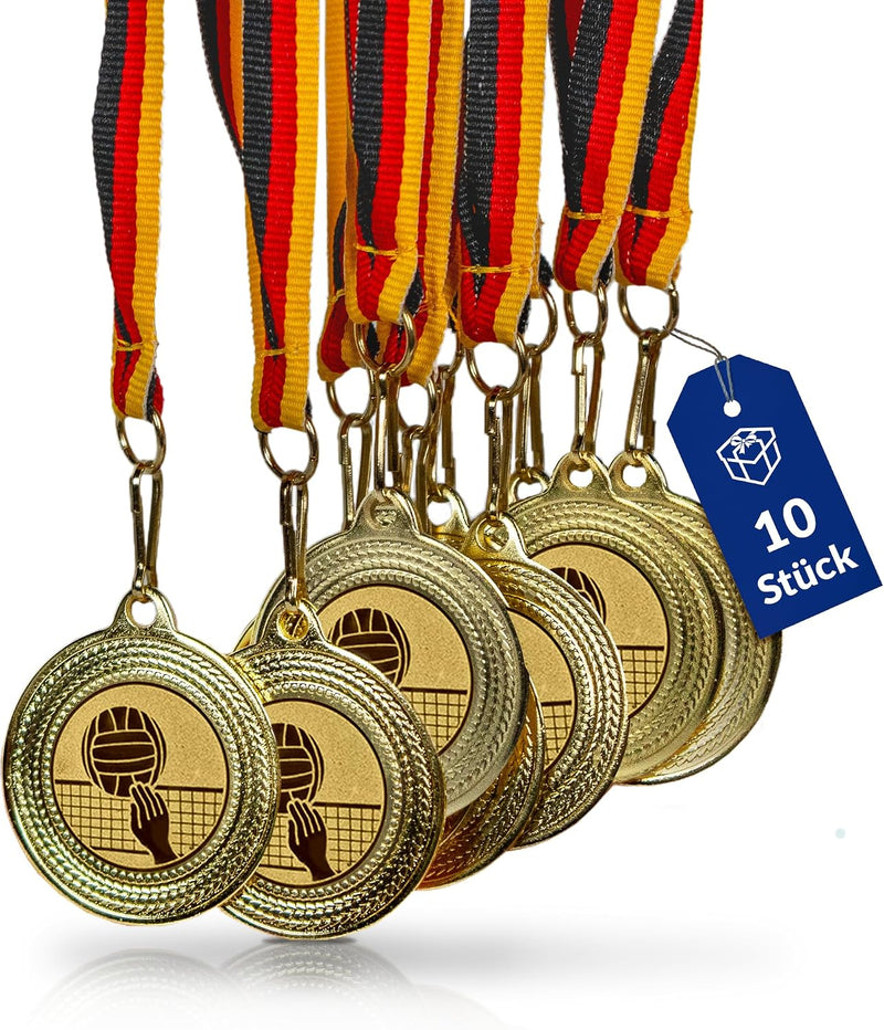 Laad afbeelding in Galerijviewer, Volleybal medailles set van 10 stuks met lint
