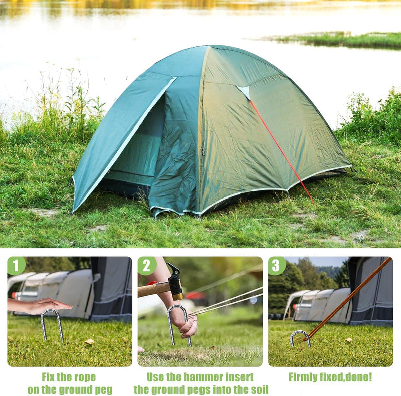 Laden Sie das Bild in Galerie -Viewer, Grondankers 8 stuks 30 cm met J-haak van verzinkt staal – trampoline haringen – stormankers
