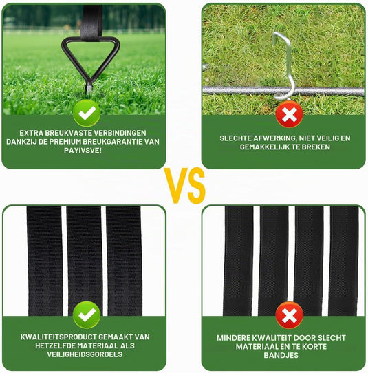Grondankers 4 stuks 40 cm met verstelbare riemen en booradapter – trampoline ankers – stormankers