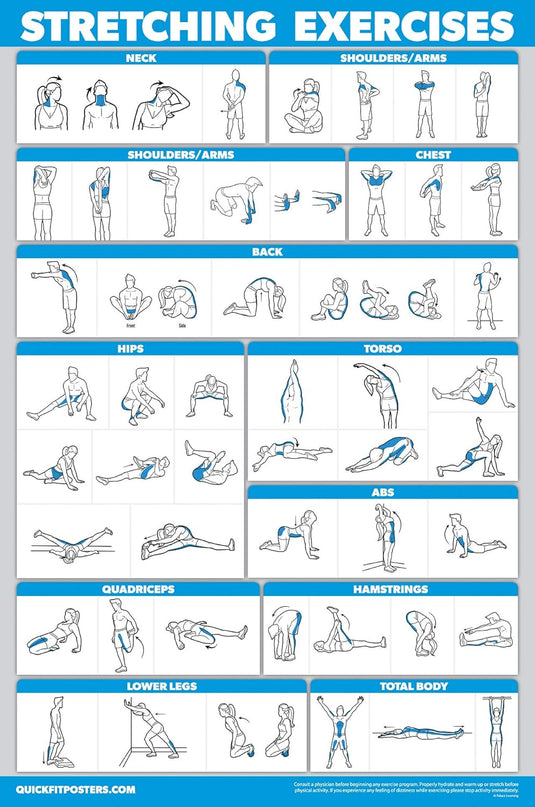 Workout oefenposters set van 10 gelamineerd