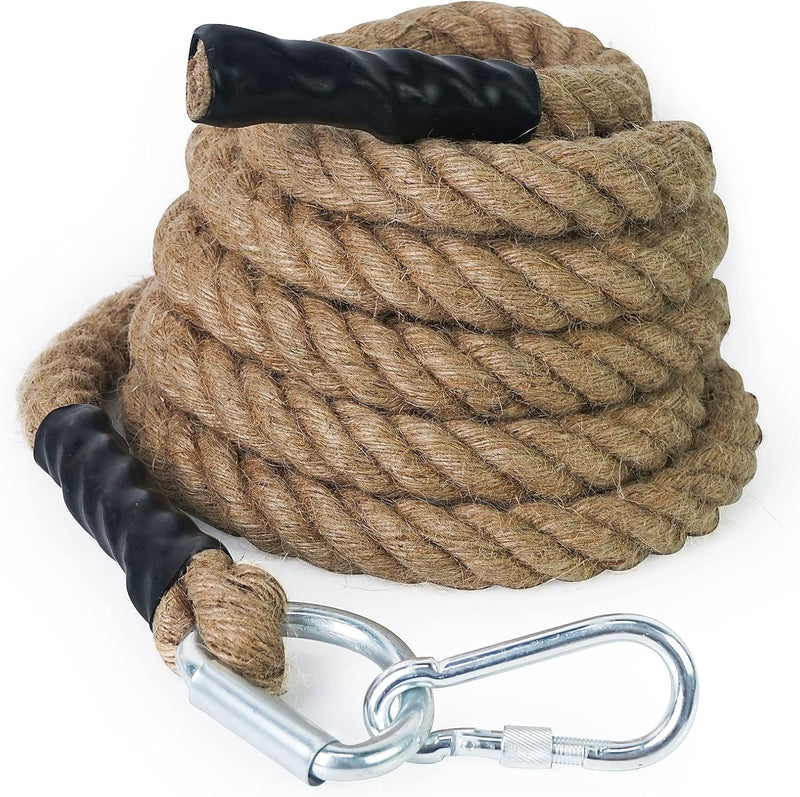 Laden Sie das Bild in Galerie -Viewer, Jute klimtouw met karabijnhaak – 30/40/50 mm trainingstouw voor kracht en fitness
