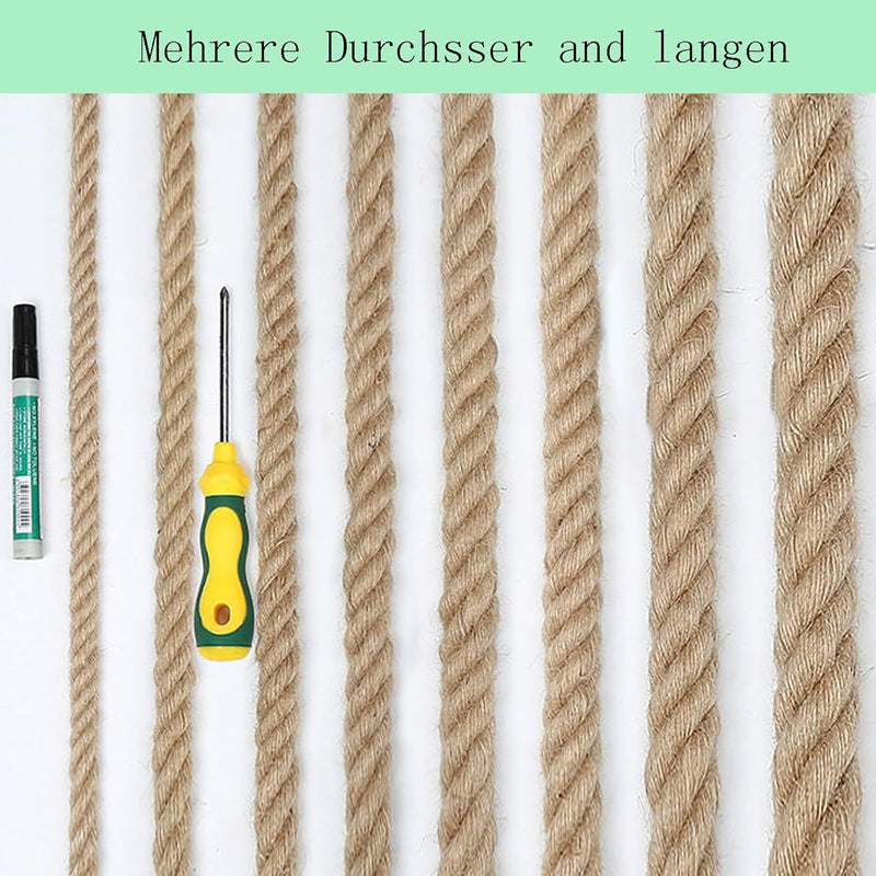 Laden Sie das Bild in Galerie -Viewer, Jutetouw 10 m x 12 mm – natuurlijk touw voor tuin, decoratie, leuning, barrière en doe-het-zelf – bruin
