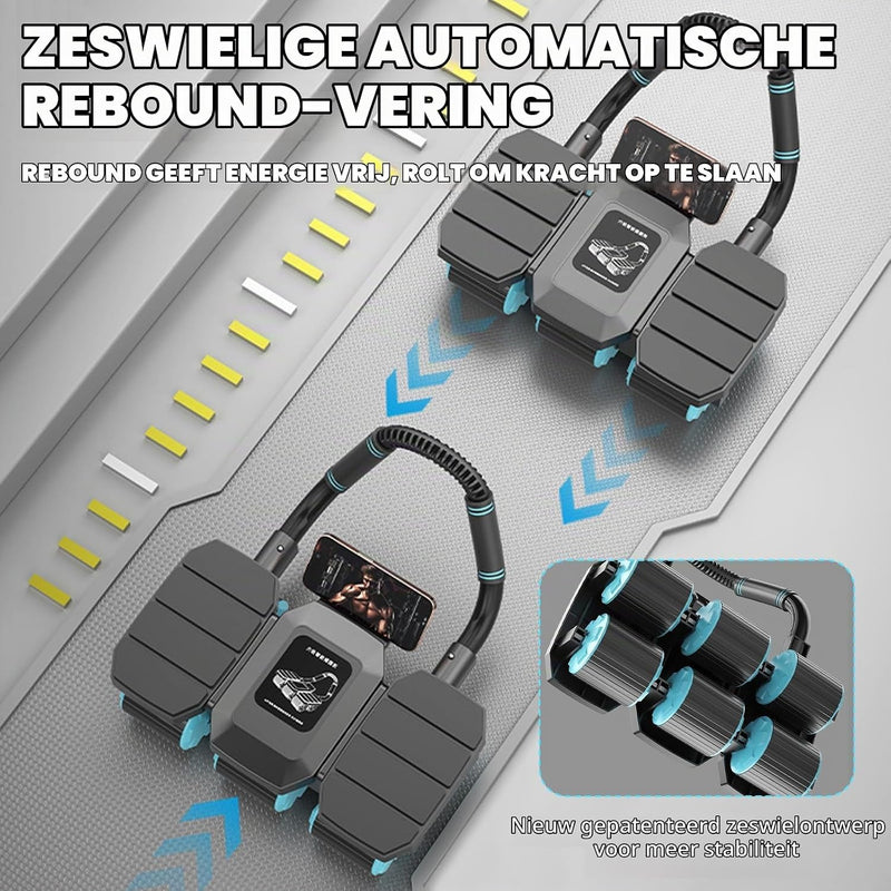 Laad afbeelding in Galerijviewer, Ab roller met automatische rebound en gevoerde elleboogsteun tot 150 kg – buikspiertrainer – ab wheel

