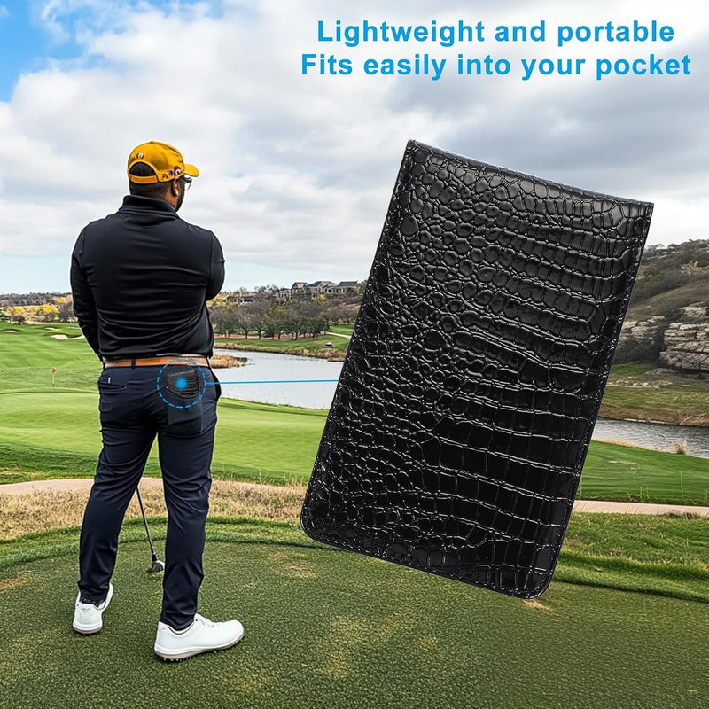 Laden Sie das Bild in Galerie -Viewer, Golf-Scorekartenhalter 18 x 11 cm aus schwarzem PU-Leder – Scorekartenhalter – Golfzubehör
