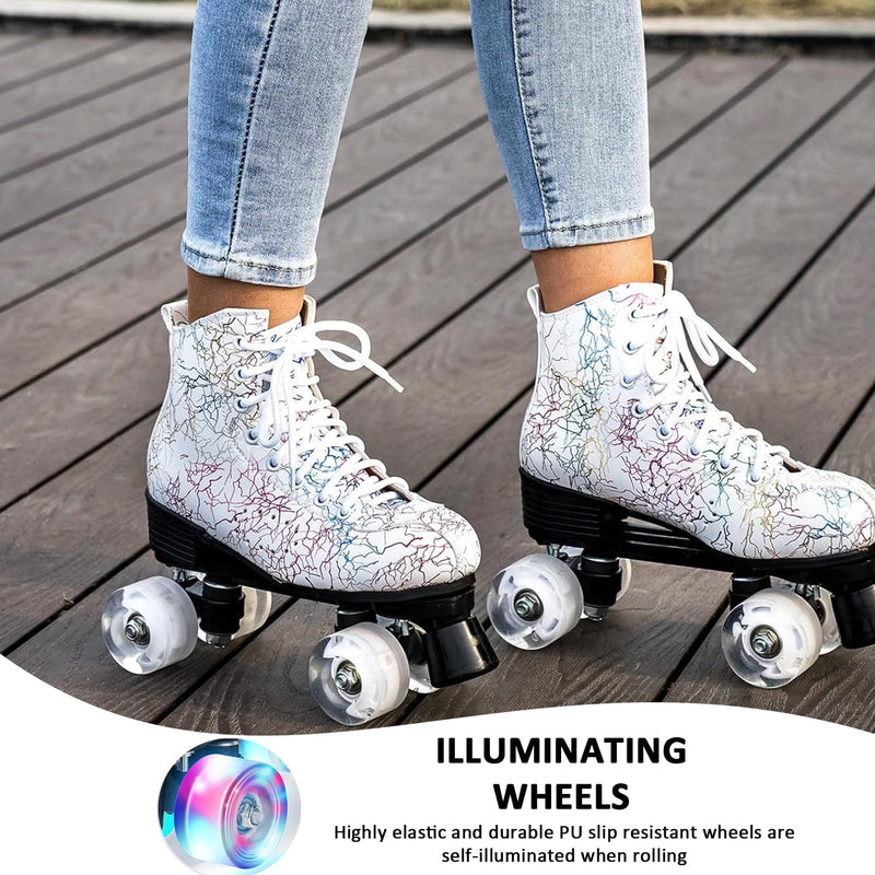 Load image into Gallery viewer, ERNAN Rolschaatsen met 4 wielen, parallelle skates met lichtgevende wielen, klassieke high-top, rolschaatsen voor volwassenen, meisjes, kinderen, beginners, maat 37-43
